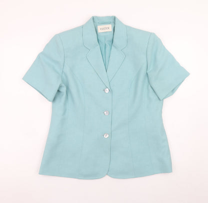 Eastex Women's Blue Short Sleeve Linen Blend Suit Jacket UK 12