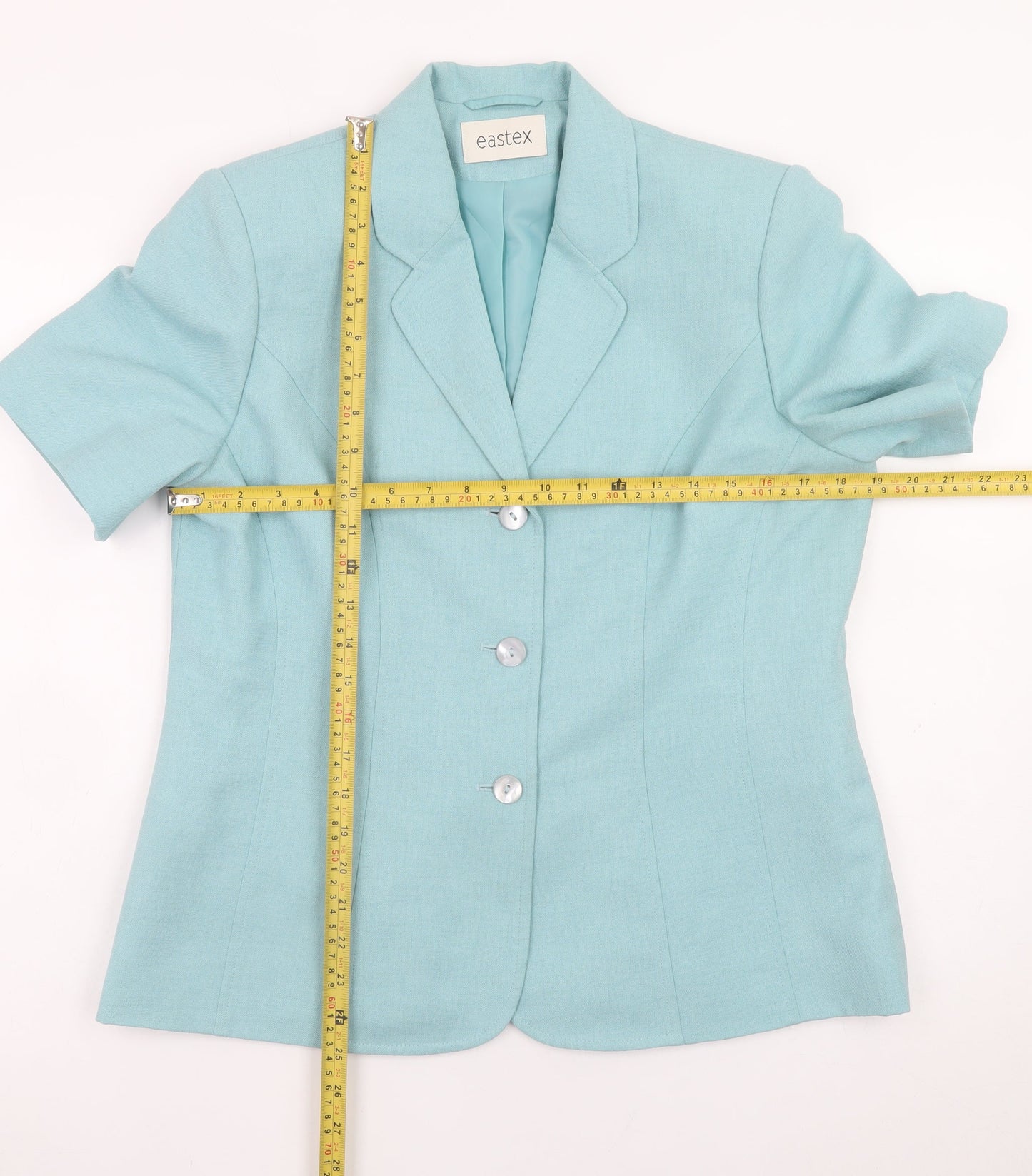 Eastex Women's Blue Short Sleeve Linen Blend Suit Jacket UK 12