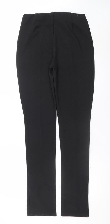 Zara Women Black Straight Leg Trousers L Knit Stretch Office Pants
