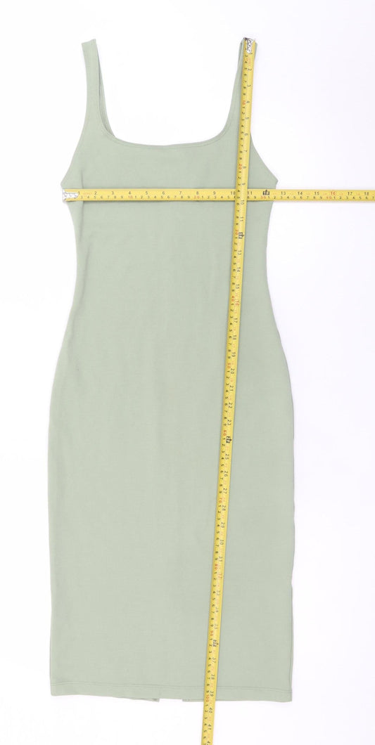 Zara Women Green Size 8 Bodycon Knit Sleeveless Dress