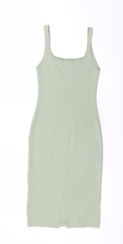 Zara Women Green Size 8 Bodycon Knit Sleeveless Dress