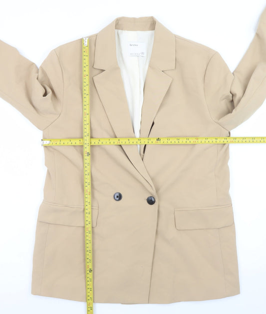 Bershka Women’s Beige Double-Breasted Blazer Size 12