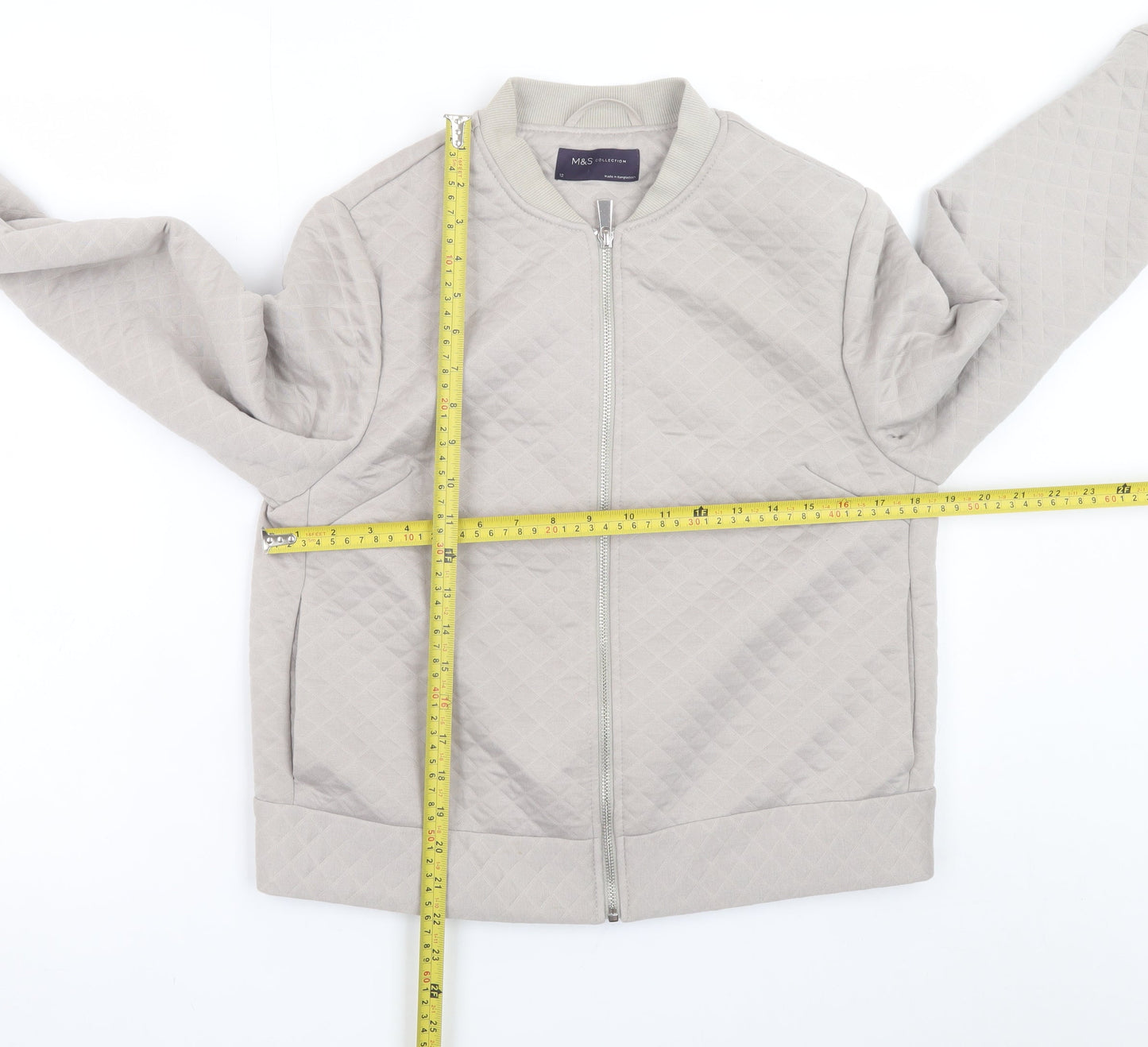 Marks and Spencer Women's Beige Quilted Bomber Jacket Size 12