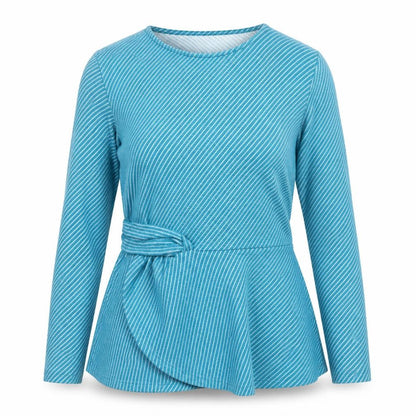 Savida Women's Blue Striped Long Sleeve Wrap Blouse Size 12