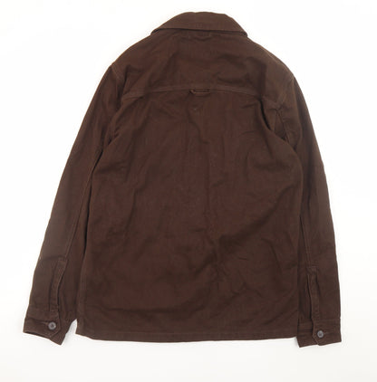 Primark Men Brown Cotton Regular Fit Button Jacket Size S