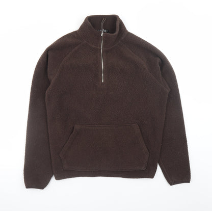 Dunnes Stores Women Brown Fleece 1/2 Zip Pullover Sweatshirt M
