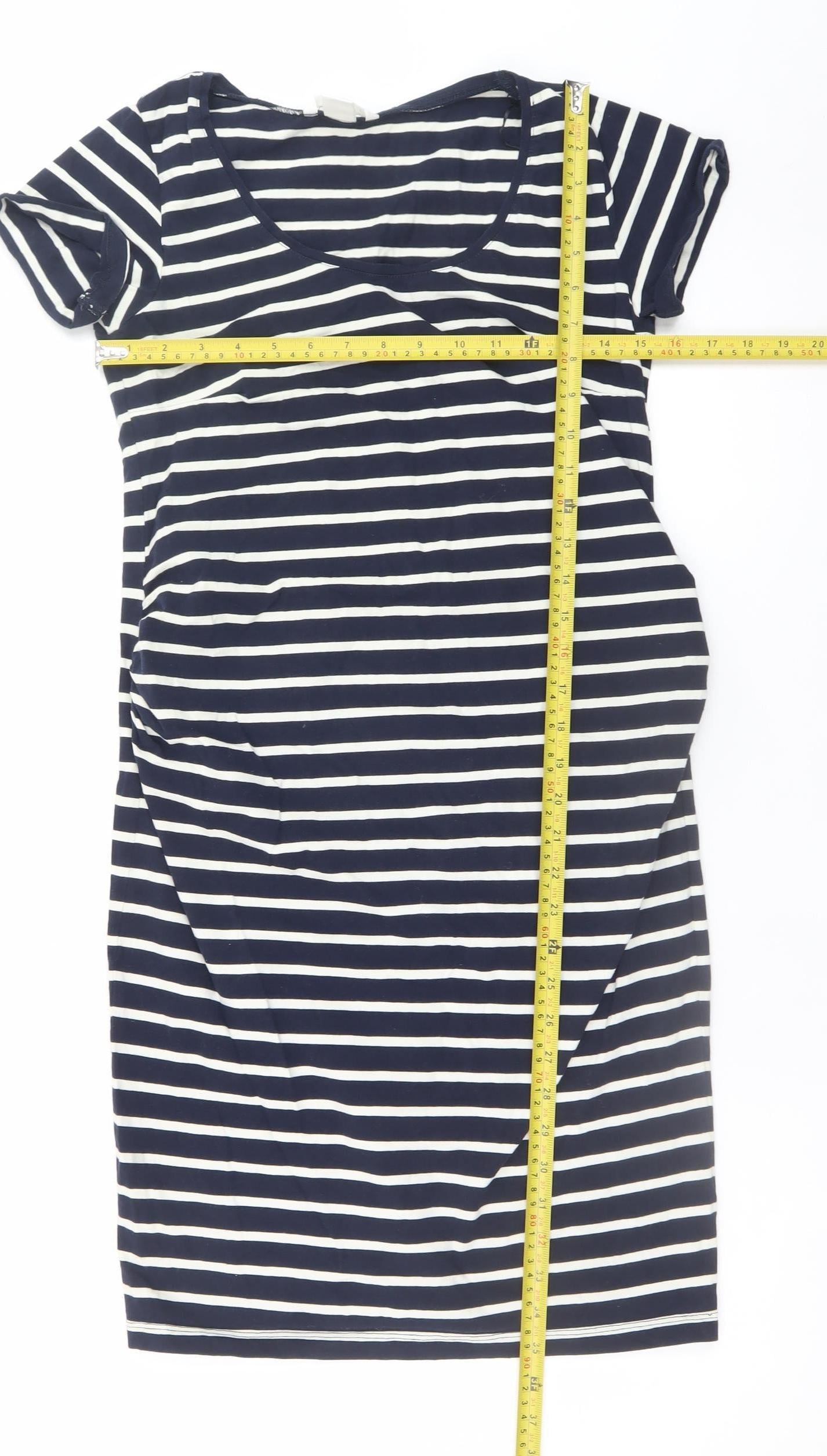 H&M MAMA Women's Blue Striped Cotton Maternity T-Shirt Dress Size 12