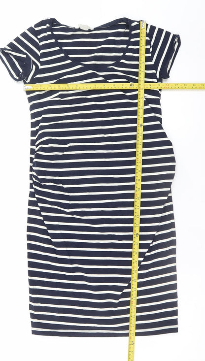 H&M MAMA Women's Blue Striped Cotton Maternity T-Shirt Dress Size 12