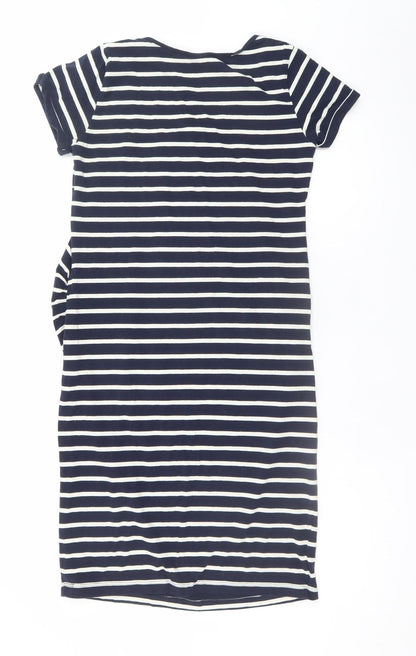 H&M MAMA Women's Blue Striped Cotton Maternity T-Shirt Dress Size 12