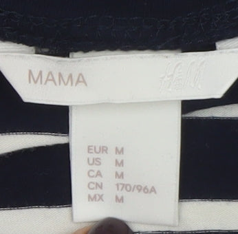 H&M MAMA Women's Blue Striped Cotton Maternity T-Shirt Dress Size 12