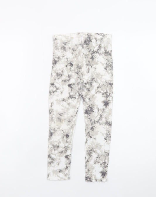 F&F Girls Grey Tie Dye Ankle Leggings 6-7 Years Cotton Stretch