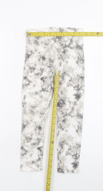 F&F Girls Grey Tie Dye Ankle Leggings 6-7 Years Cotton Stretch