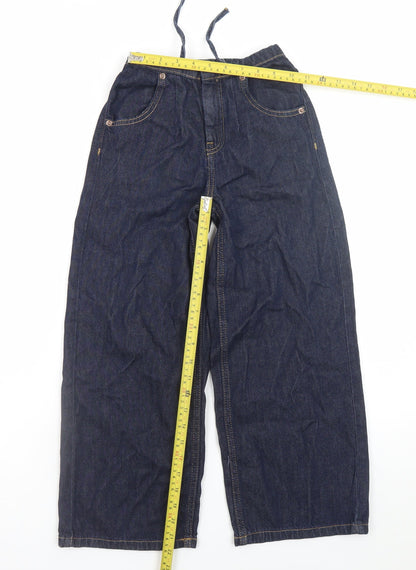 Zara Girls Blue Wide-Leg Jeans 8-9 Years Adjustable Waist Denim