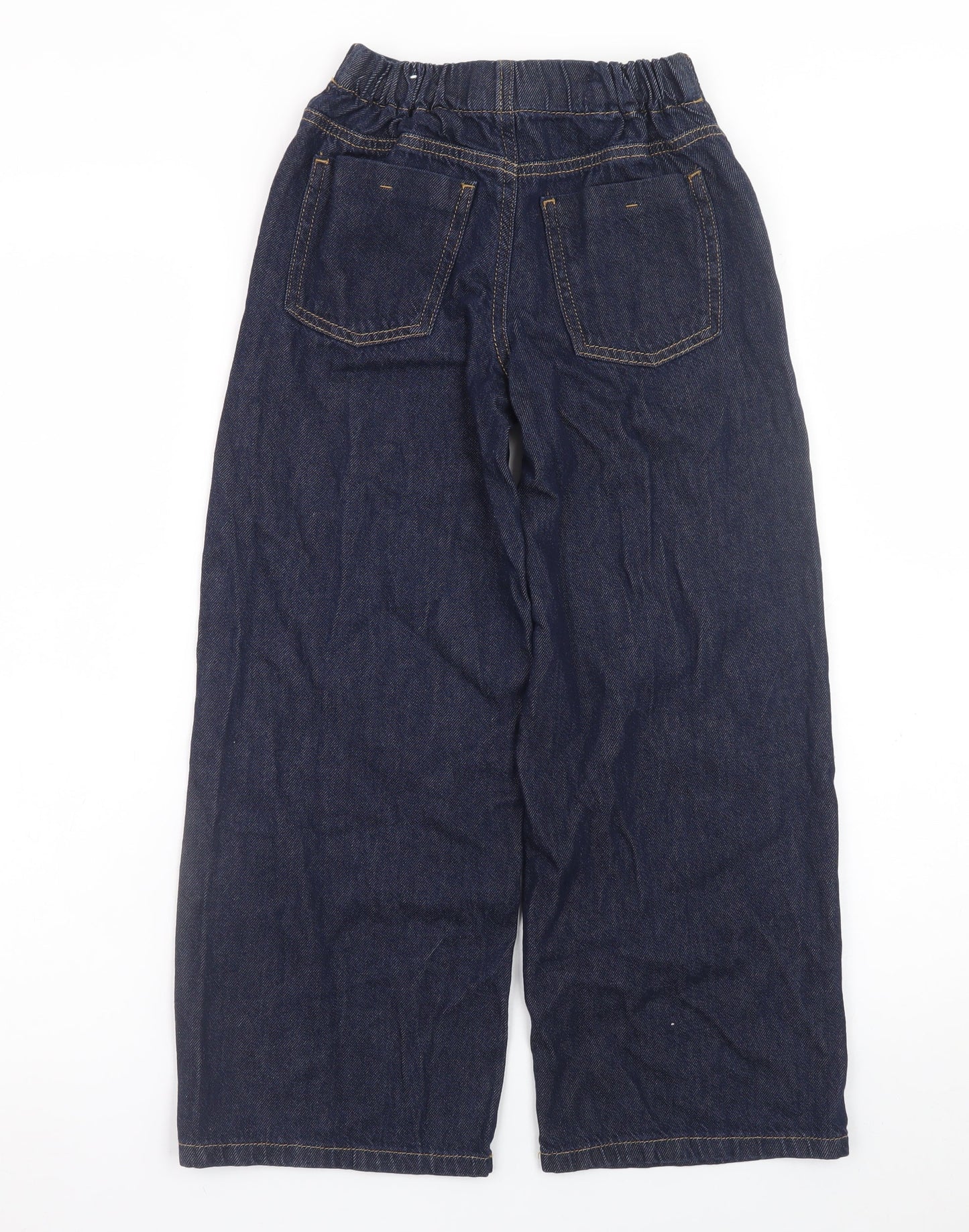 Zara Girls Blue Wide-Leg Jeans 8-9 Years Adjustable Waist Denim