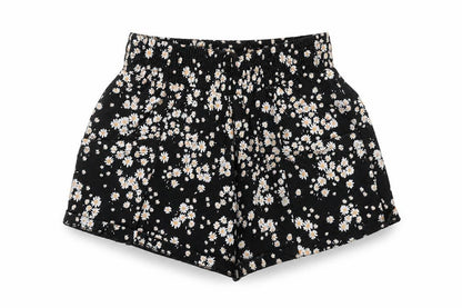 Next Girls Black Floral Daisy Print Cotton Shorts Size 7 Years