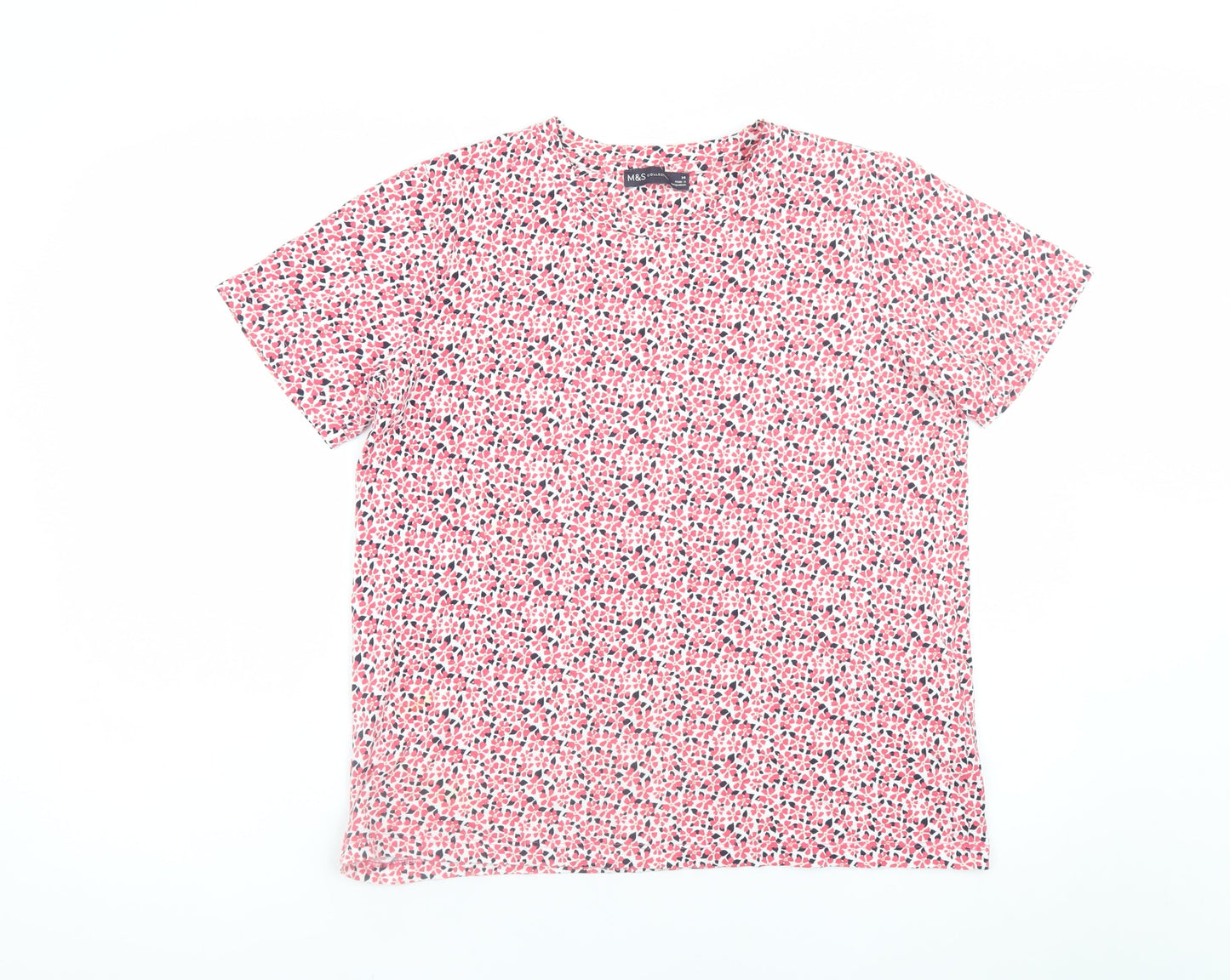 Marks and Spencer Women's Multicoloured Floral Cotton T-Shirt Size 14