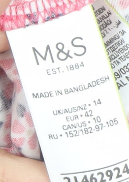 Marks and Spencer Women's Multicoloured Floral Cotton T-Shirt Size 14