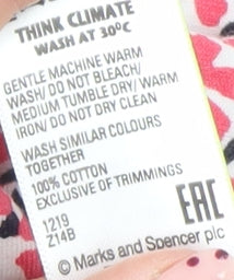 Marks and Spencer Women's Multicoloured Floral Cotton T-Shirt Size 14
