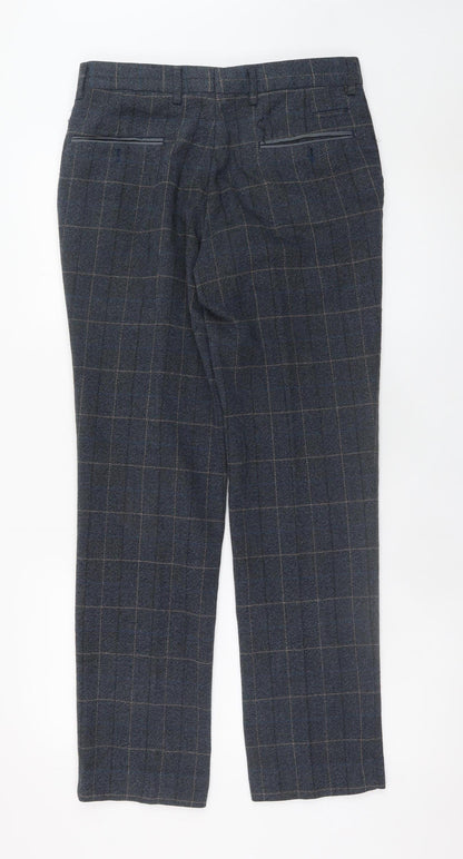 Marc Darcy Men's Grey Check Slim Fit Dress Trousers 30R