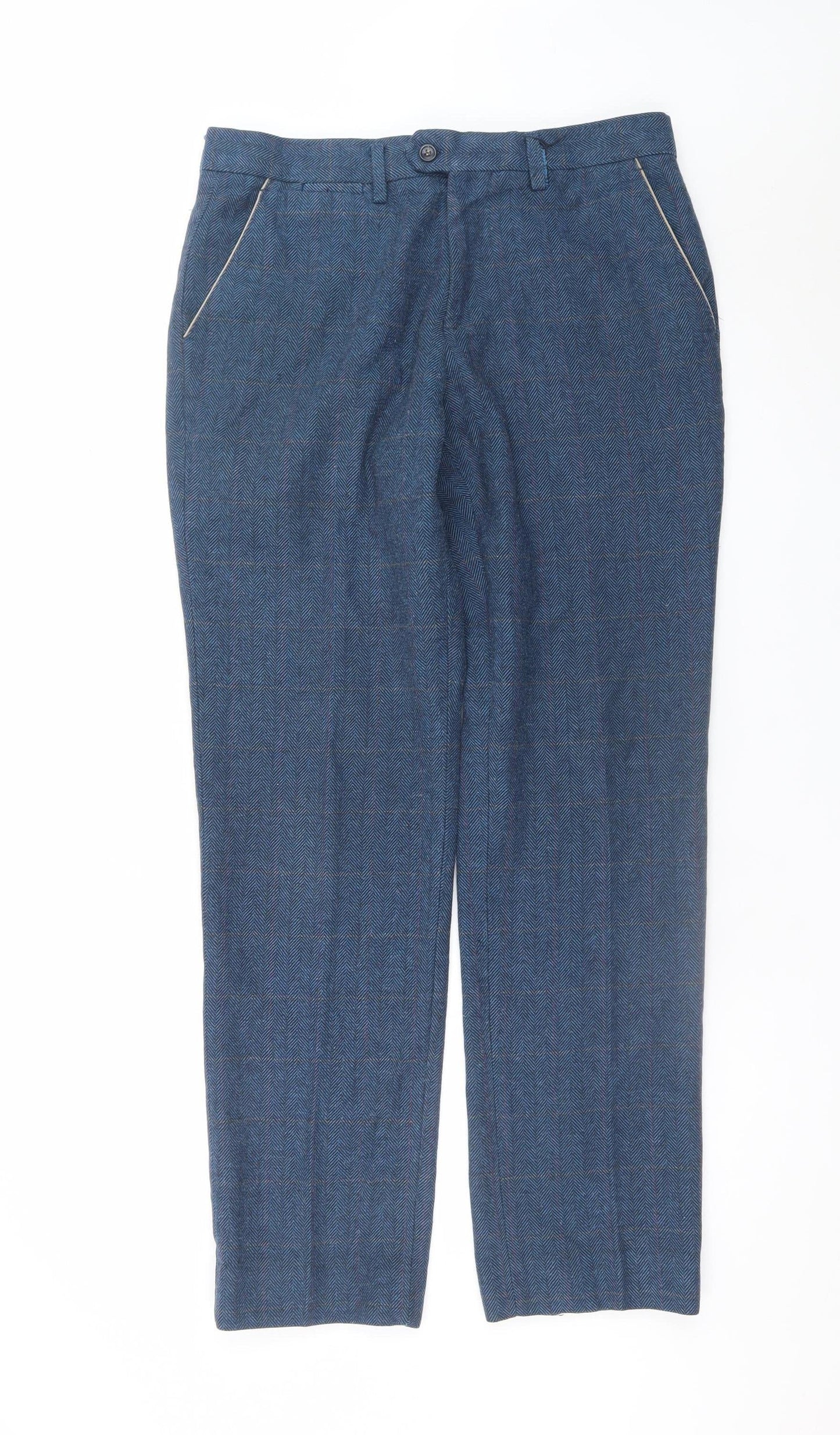 Marc Darcy Men's Blue Herringbone Dress Pants 32R Formal Trousers