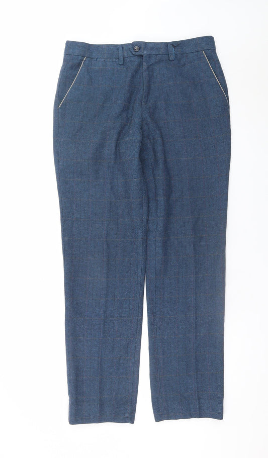 Marc Darcy Men's Blue Herringbone Dress Pants 32R Formal Trousers