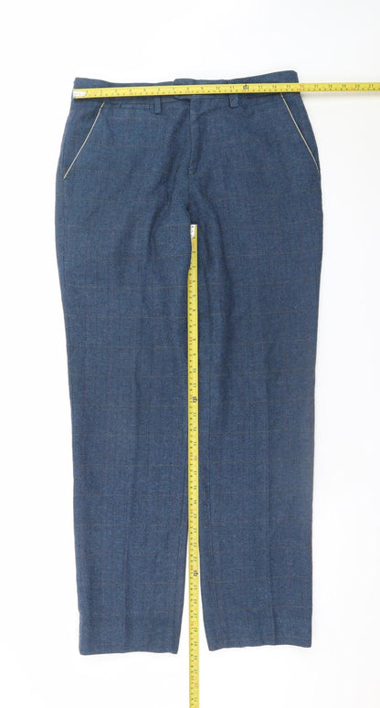 Marc Darcy Men's Blue Herringbone Dress Pants 32R Formal Trousers