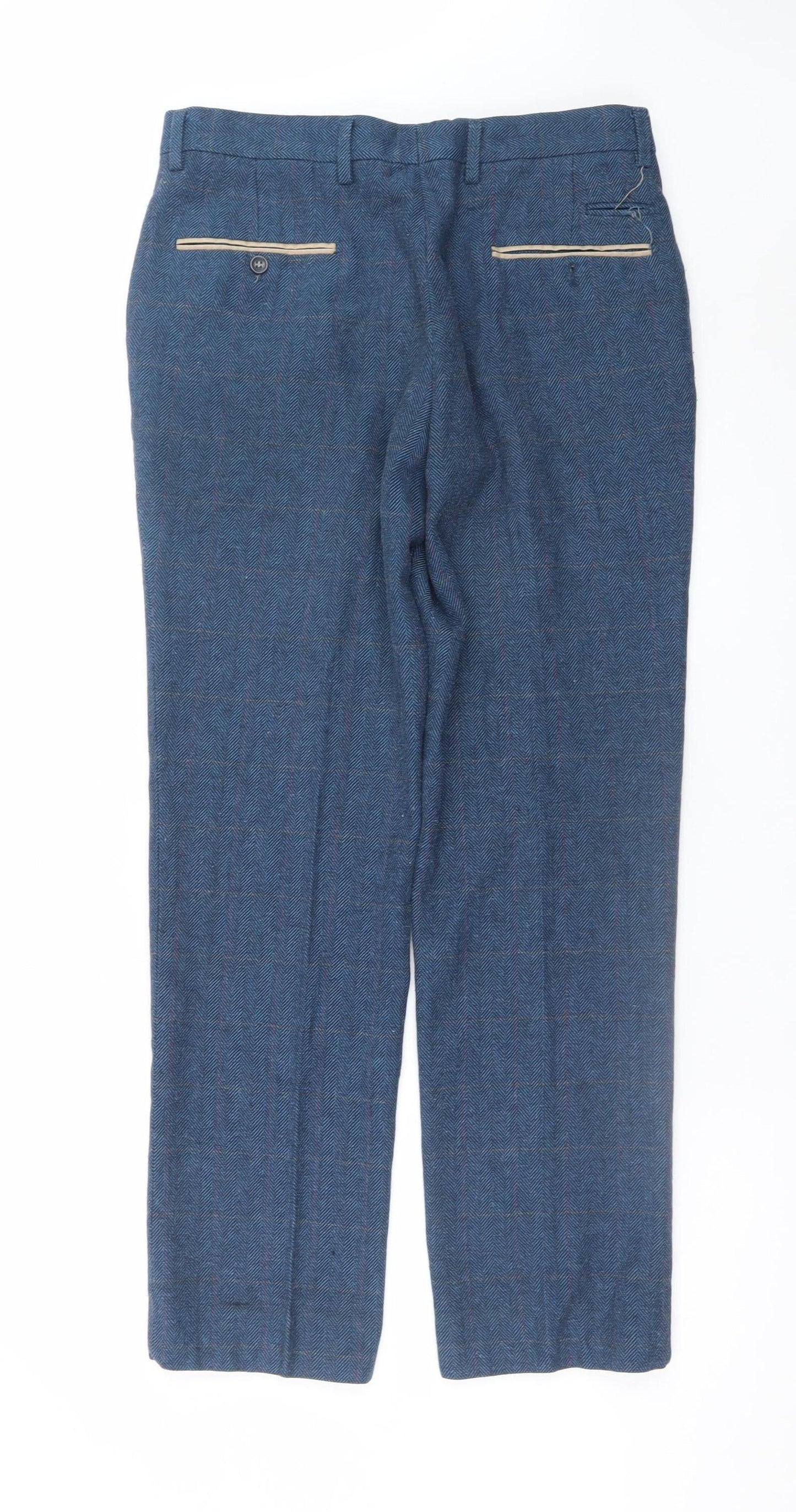 Marc Darcy Men's Blue Herringbone Dress Pants 32R Formal Trousers