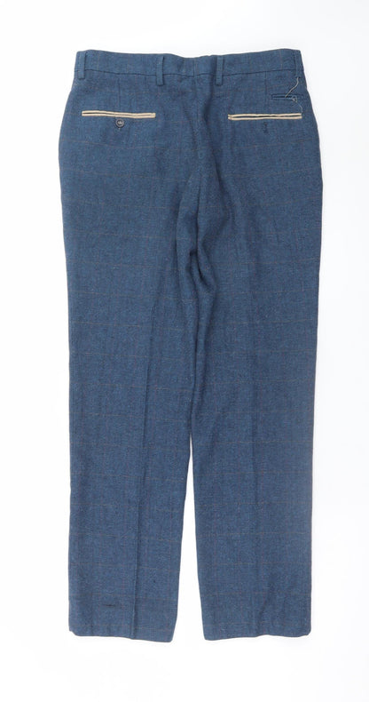 Marc Darcy Men's Blue Herringbone Dress Pants 32R Formal Trousers