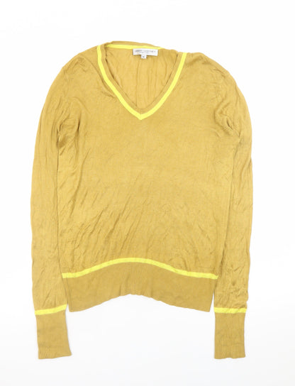 Lennon Courtney Women Yellow Viscose V-Neck Pullover Jumper M
