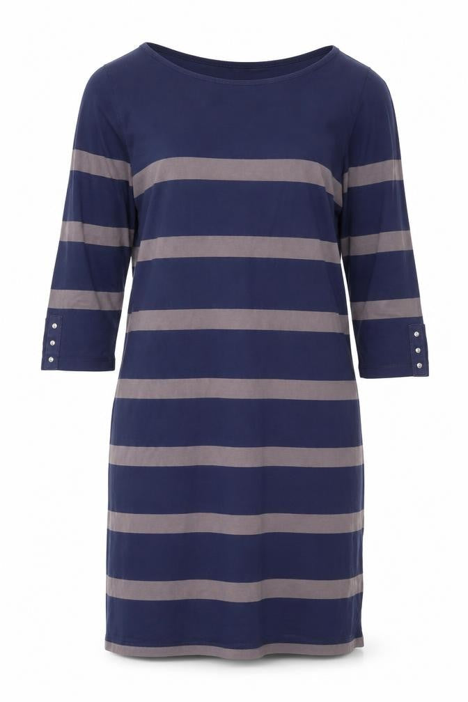 Marks & Spencer Women Blue Striped Shift Dress Size 16 3/4 Sleeve