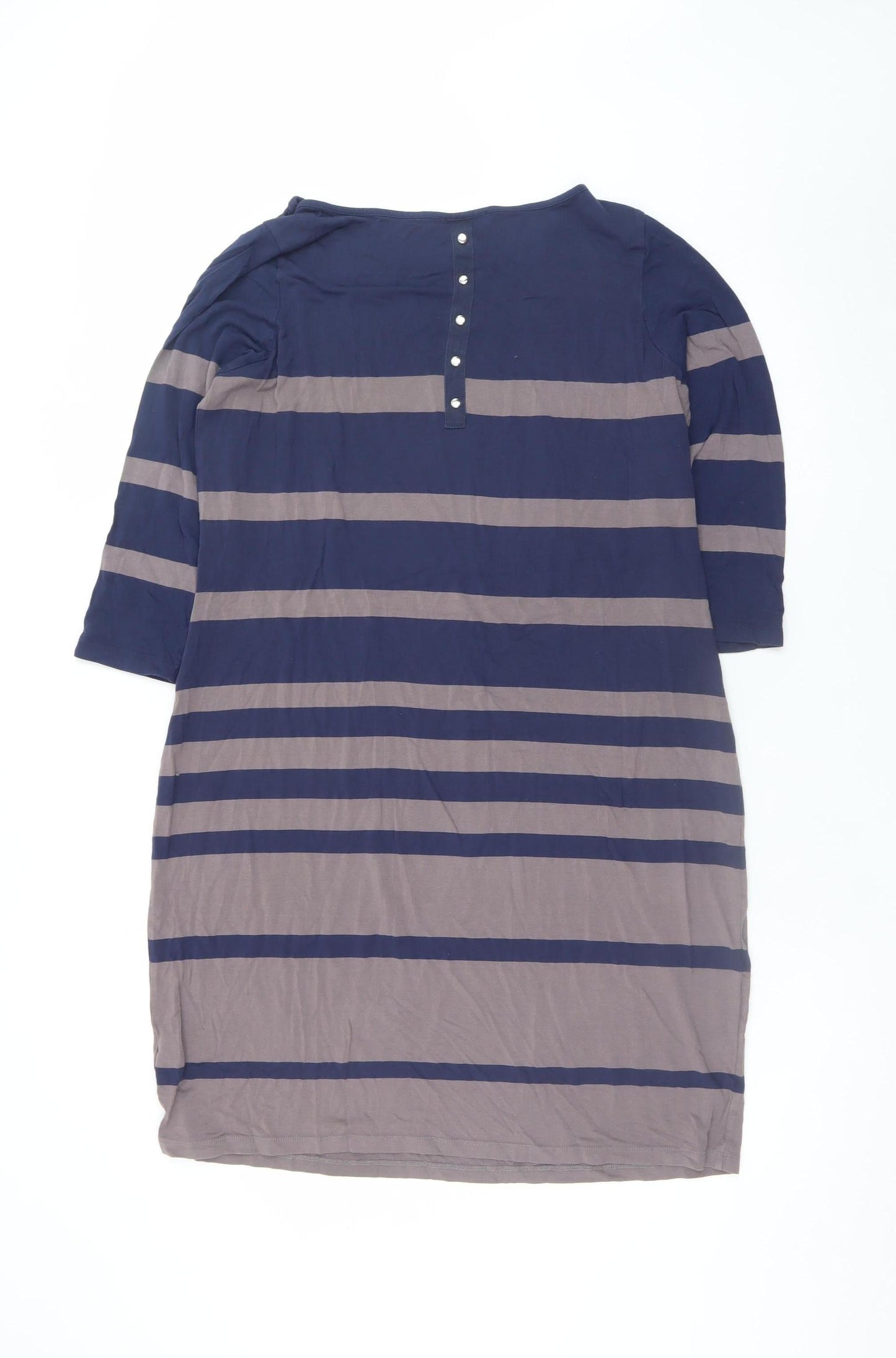 Marks and Spencer Women Blue Striped Shift Dress Size 16 3/4 Sleeve