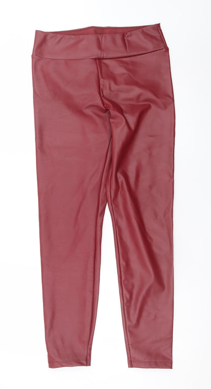 Calzedonia Women’s Red Faux Leather High Rise Stretch Leggings L