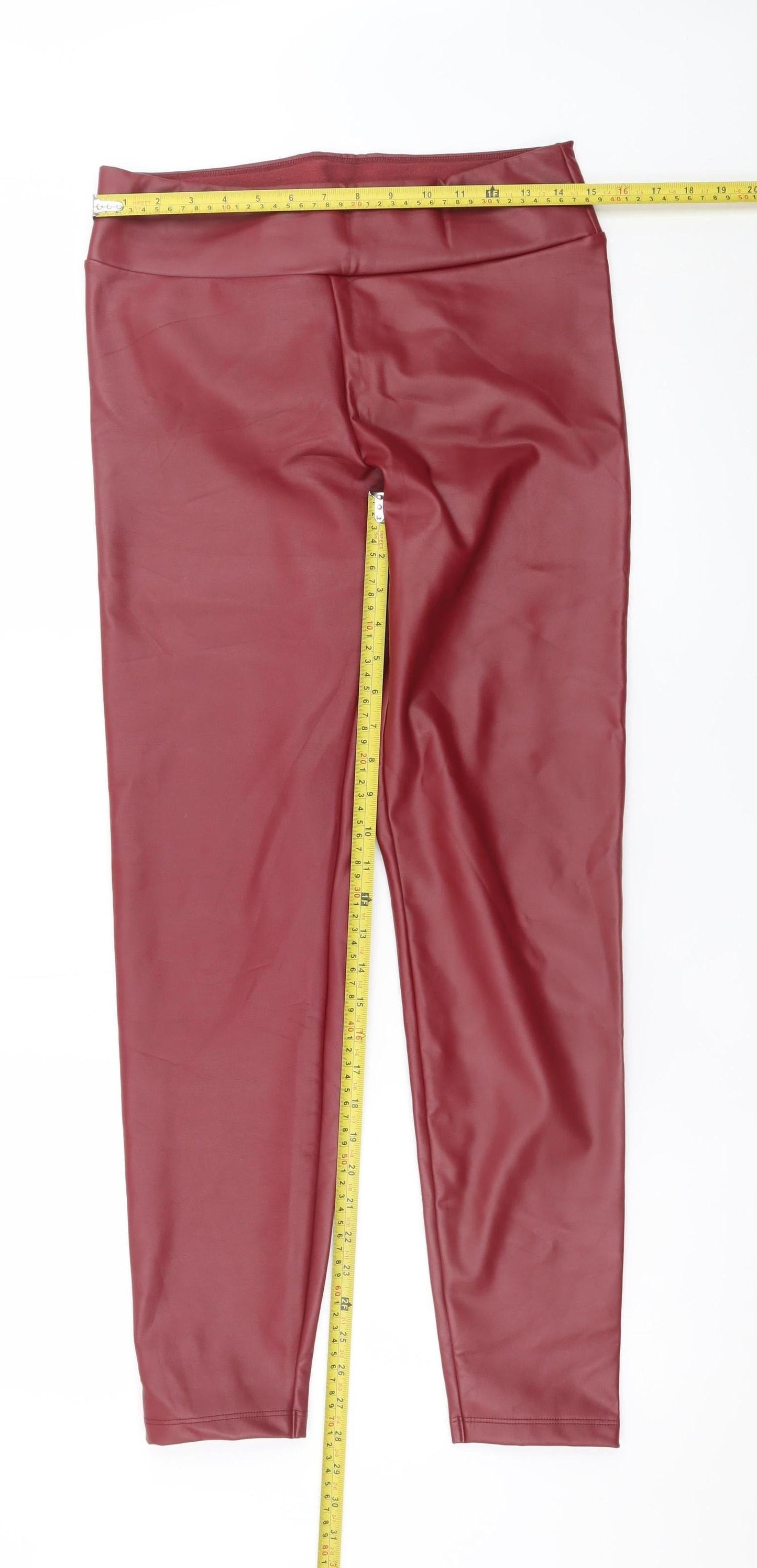 Calzedonia Women’s Red Faux Leather High Rise Stretch Leggings L