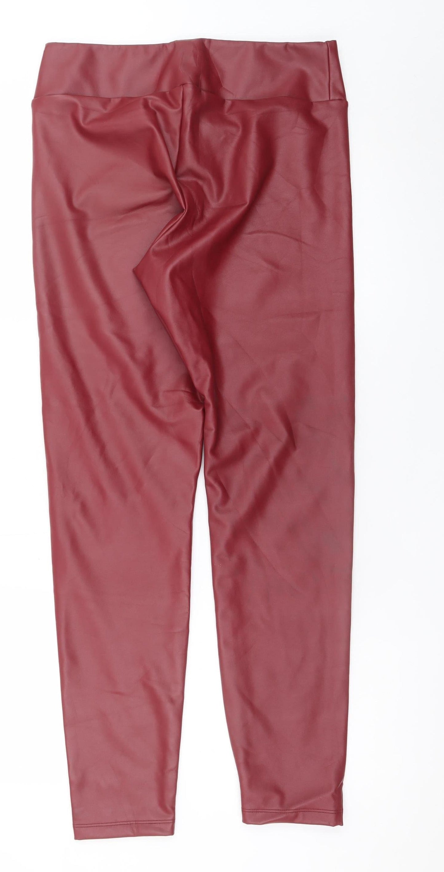 Calzedonia Women’s Red Faux Leather High Rise Stretch Leggings L