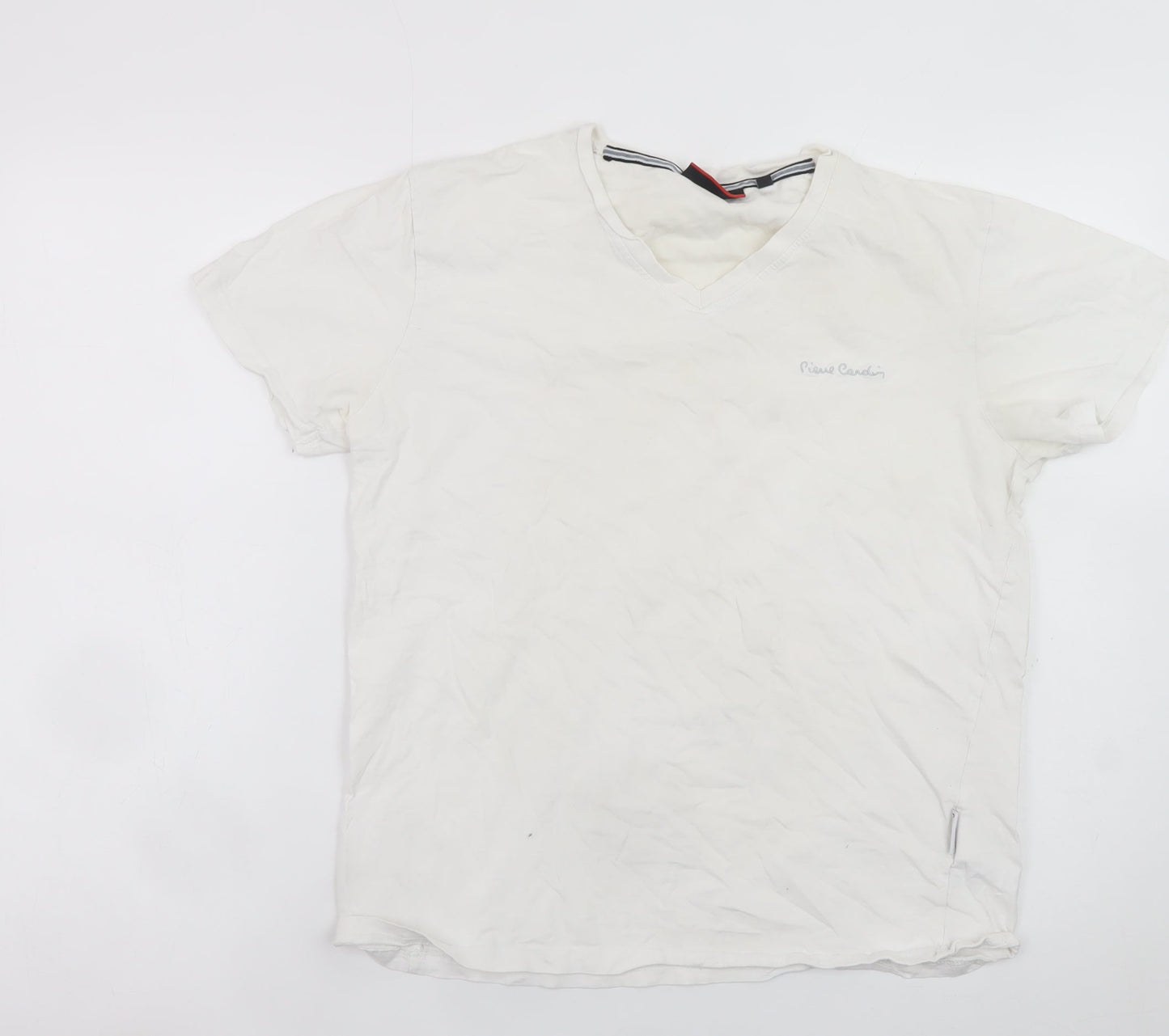 Pierre Cardin Men's White M V-Neck Cotton T-Shirt Classic Fit