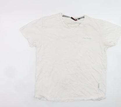 Pierre Cardin Men's White M V-Neck Cotton T-Shirt Classic Fit