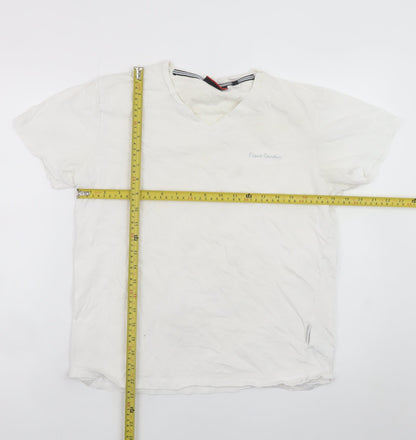 Pierre Cardin Men's White M V-Neck Cotton T-Shirt Classic Fit