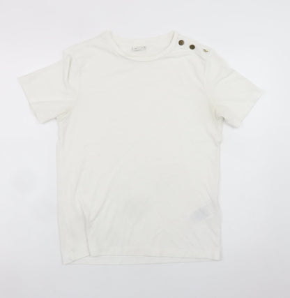 Jacqueline de Yong Women White M Short Sleeve Button Crew Neck T-Shirt