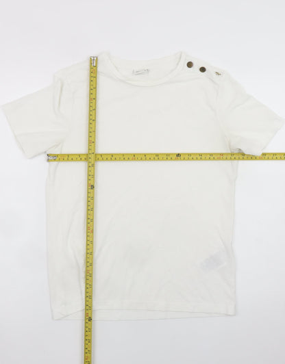 Jacqueline de Yong Women White M Short Sleeve Button Crew Neck T-Shirt