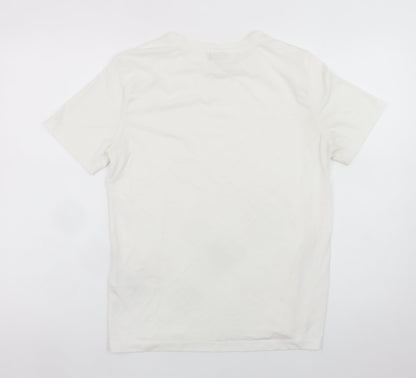 Jacqueline de Yong Women White M Short Sleeve Button Crew Neck T-Shirt