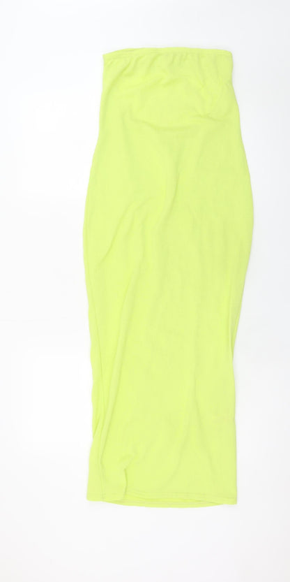 Boohoo Women’s Yellow Strapless Bodycon Midi Dress Size 12