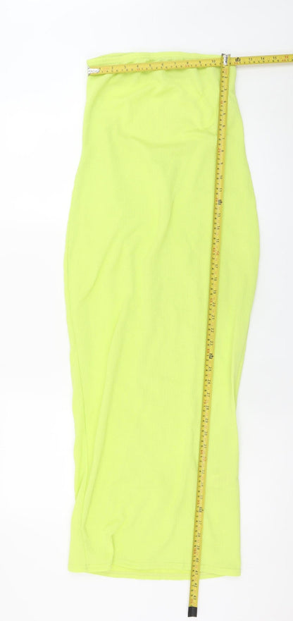Boohoo Women’s Yellow Strapless Bodycon Midi Dress Size 12