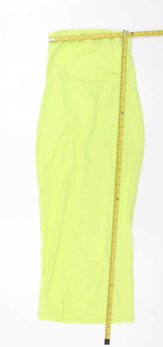 Boohoo Women’s Yellow Strapless Bodycon Midi Dress Size 12