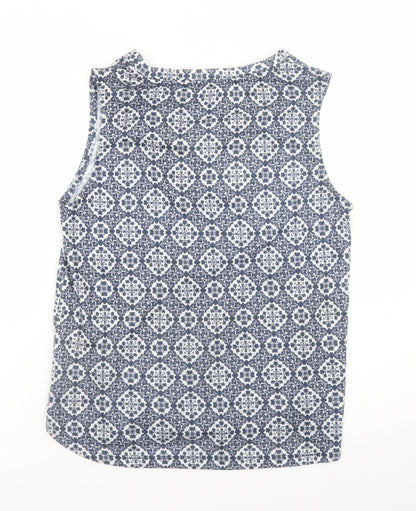Dunnes Stores Women's Blue Geometric Sleeveless Blouse Size 14