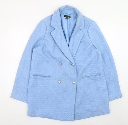 New Look Women Blue Blazer Jacket Size 16 Double Breasted Style