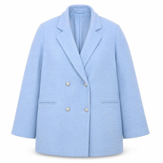 New Look Women Blue Blazer Jacket Size 16 Double Breasted Style