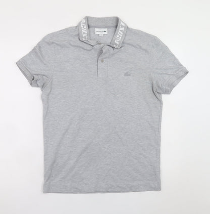Lacoste Men's Grey Slim Fit Polo Shirt Size M Short Sleeve Logo