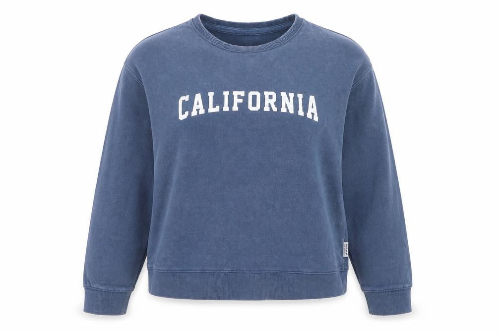 SoulCal Women Blue Cotton Pullover Sweatshirt Size 8 California Print