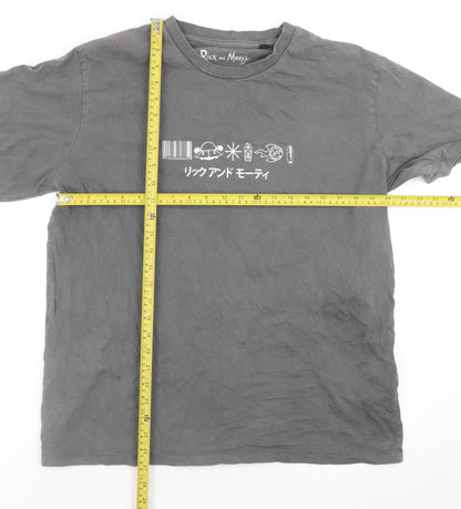 Rick and Morty Men's Grey Large Graphic Print Cotton T-Shirt