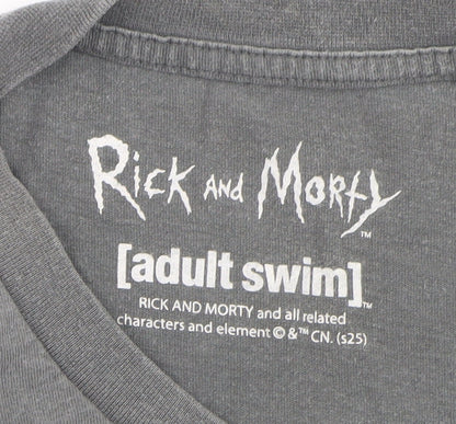 Rick and Morty Men's Grey Large Graphic Print Cotton T-Shirt
